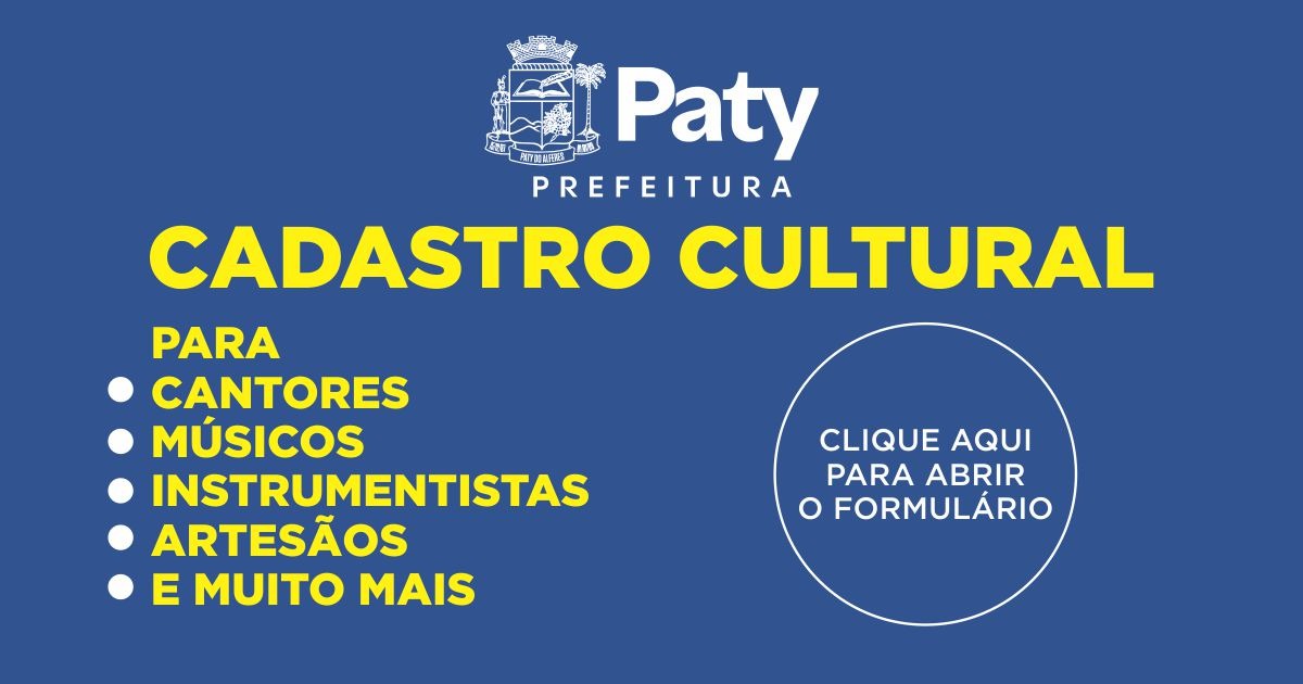 Cadastro cultural para Cantores Músicos Instrumentistas Artesãos e muito mais Clique aqui para abrir o formulário